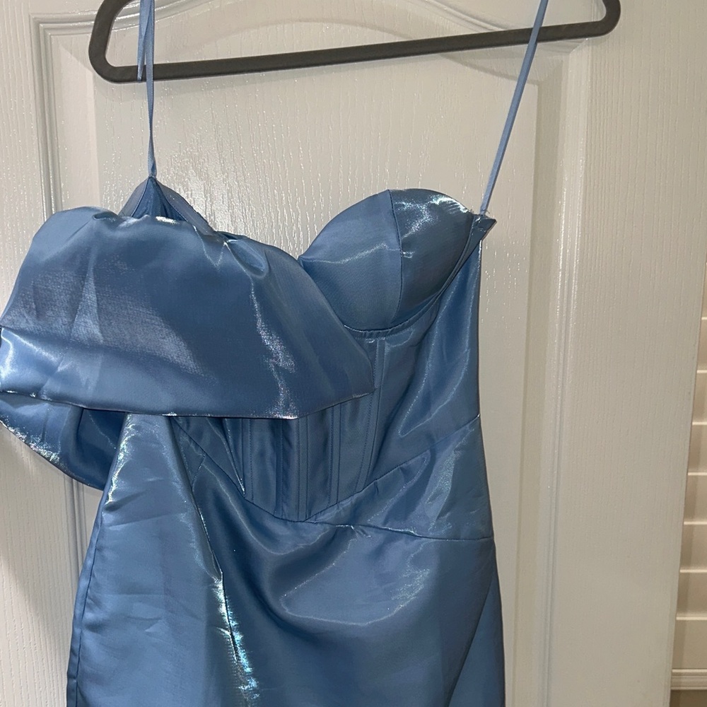 PrettyLittleThing Light Blue Satin dress